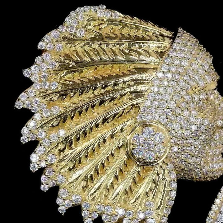 Ash Feathered Headdress Moissanite Name Pendant VVS1 D Color Fully Iced Out
