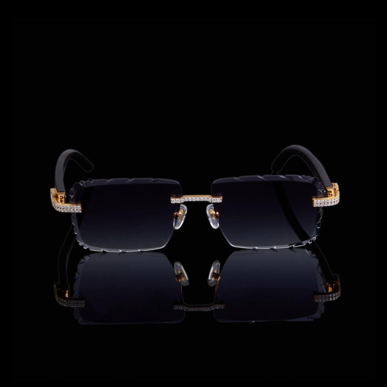 Luxury Gold Moissanite Rimless Sunglasses