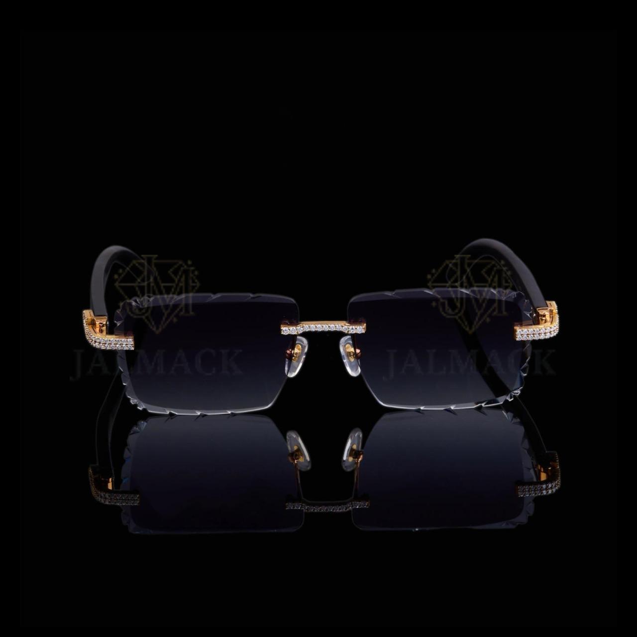 Luxury Gold Moissanite Rimless Sunglasses
