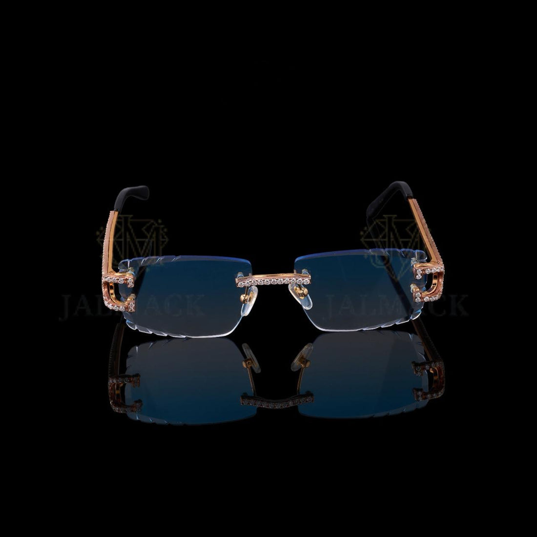 Luxury Rimless Blue Lens Diamond Sunglasses VVS1 D Color