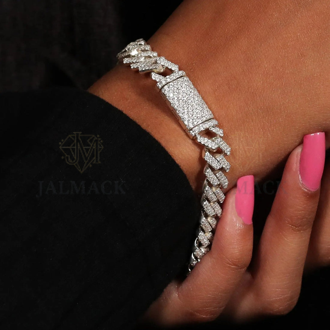 Silver VVS1 Moissanite Cuban Link Bracelet Fully Iced Out