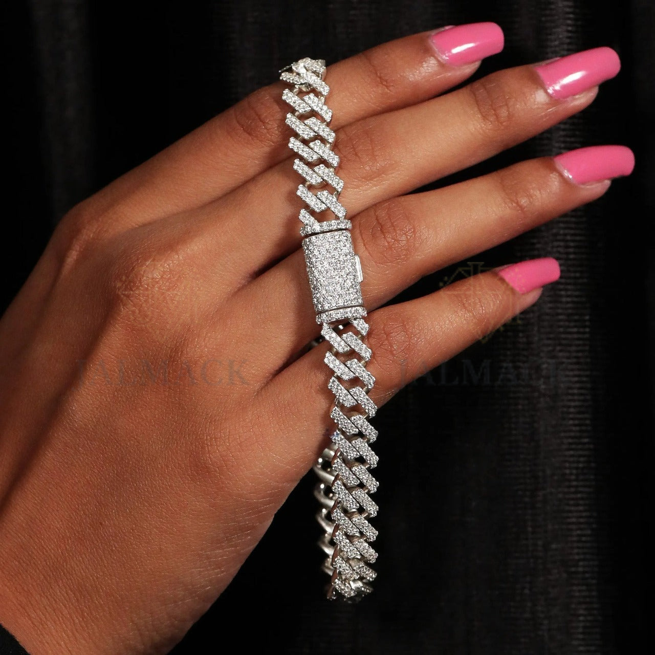 Silver VVS1 Moissanite Cuban Link Bracelet Fully Iced Out