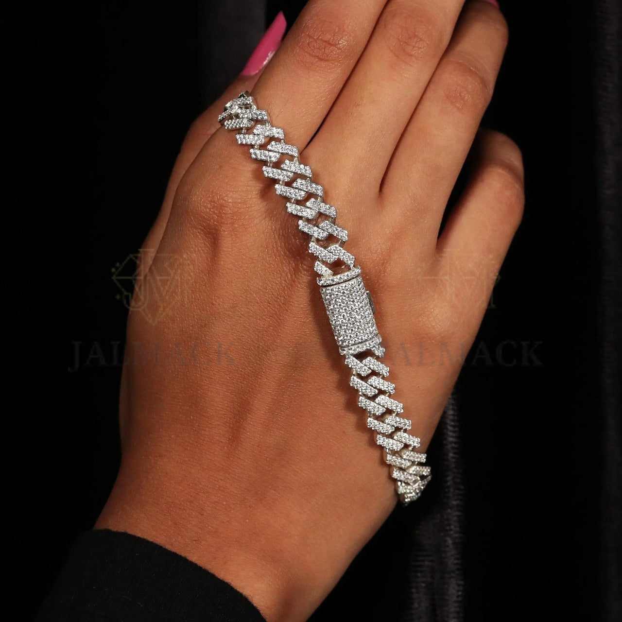 Silver VVS1 Moissanite Cuban Link Bracelet Fully Iced Out