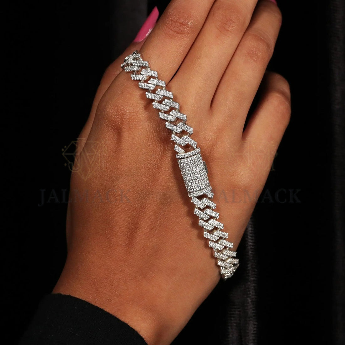 Silver VVS1 Moissanite Cuban Link Bracelet Fully Iced Out