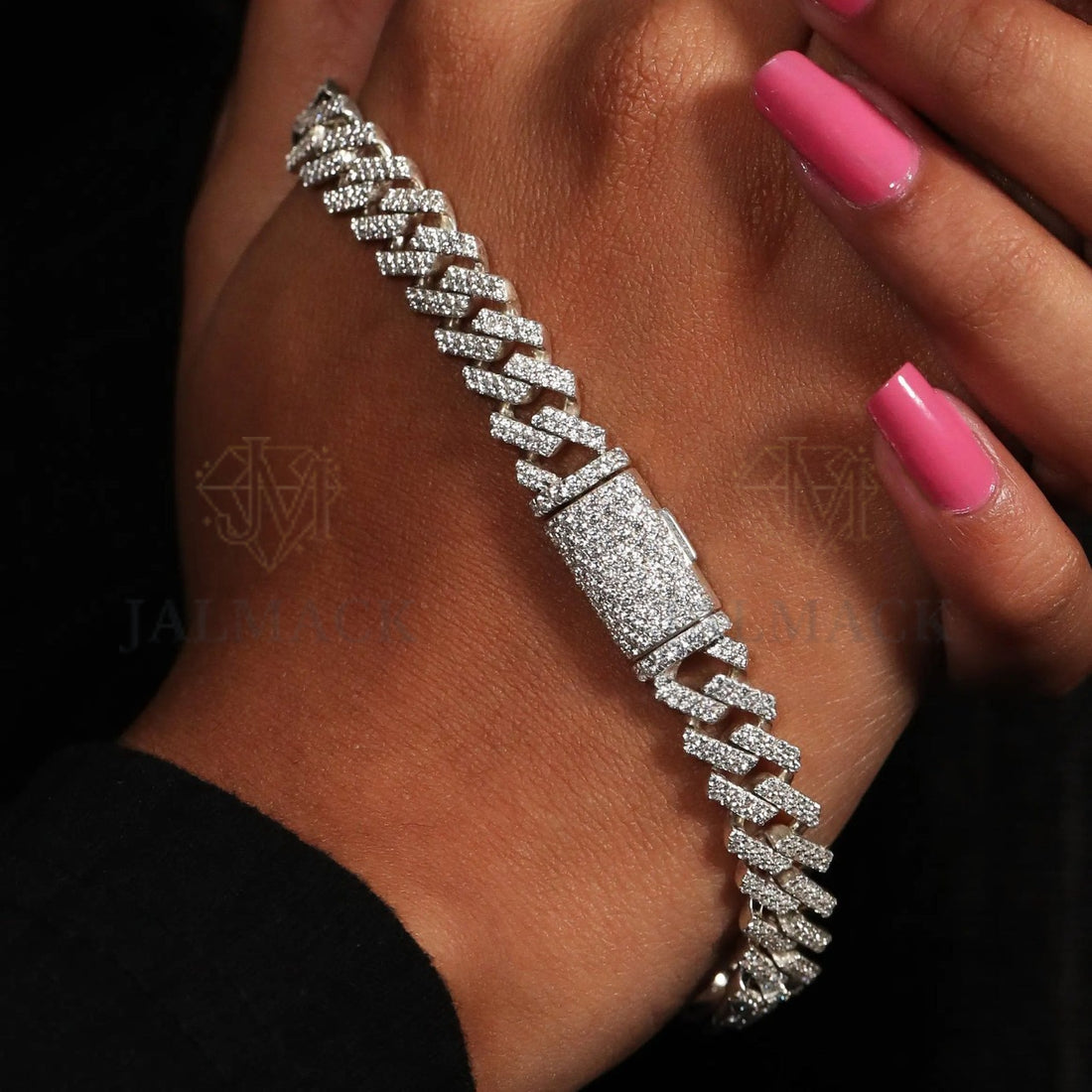 Silver VVS1 Moissanite Cuban Link Bracelet Fully Iced Out
