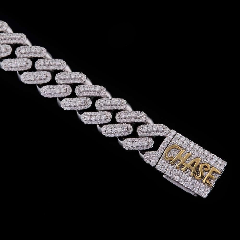 CHASE Moissanite Cuban Link Bracelet VVS1 D Color Fully Iced Out