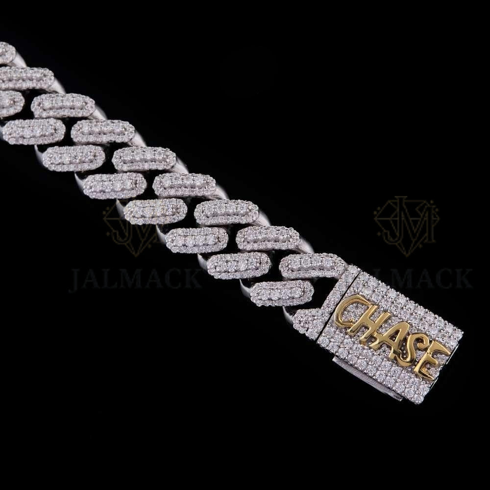 Fully Iced-Out Moissanite Cuban Bracelet VVS1 D Color Silver