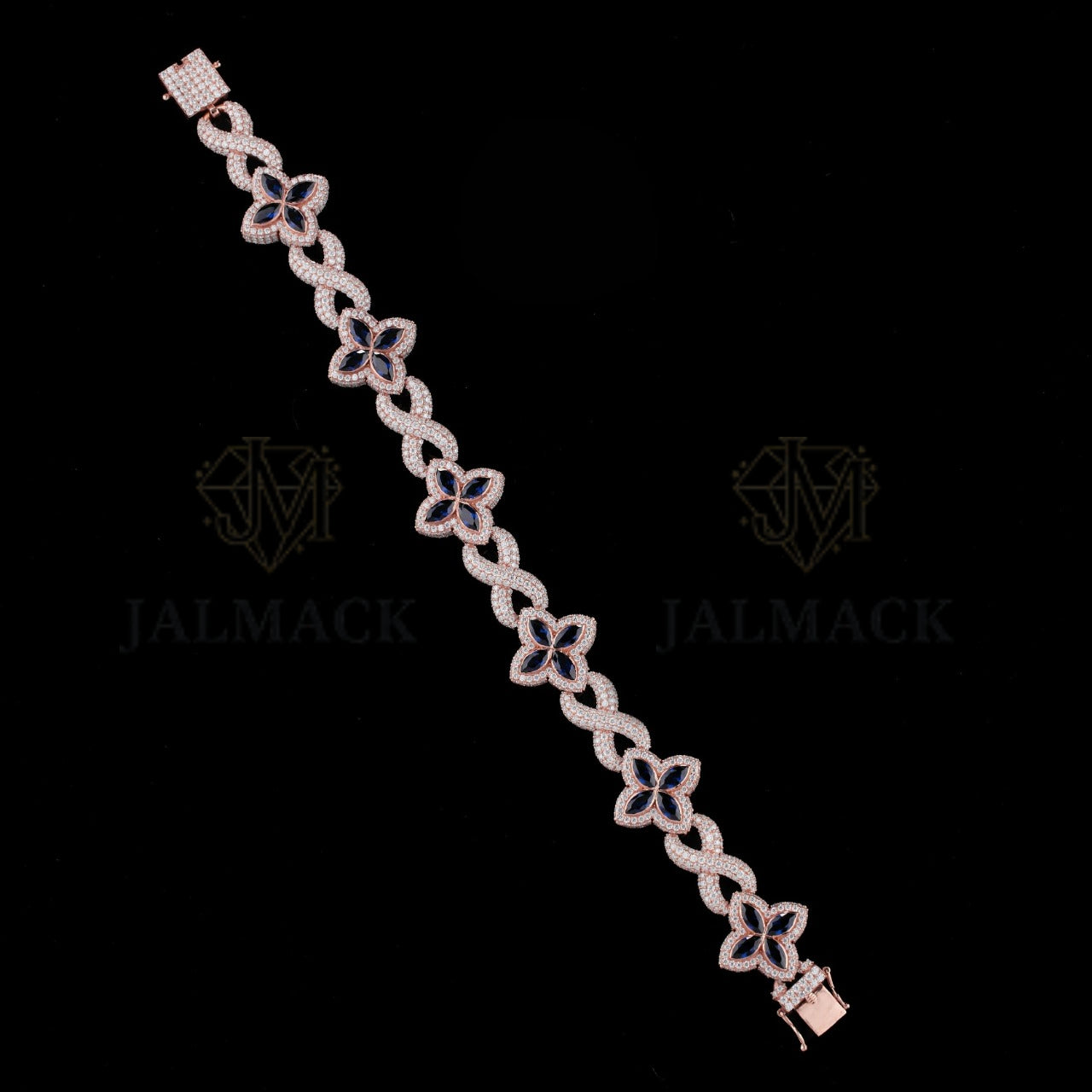 Rose Gold Blue Butterfly Moissanite Bracelet Fully Iced Out