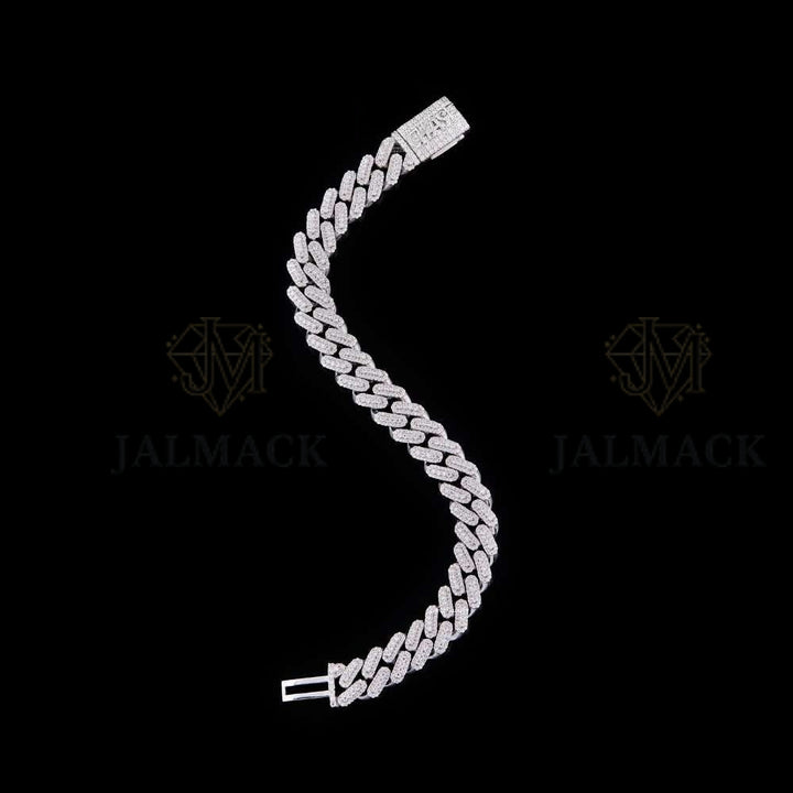 Fully Iced-Out Moissanite Cuban Bracelet VVS1 D Color Silver