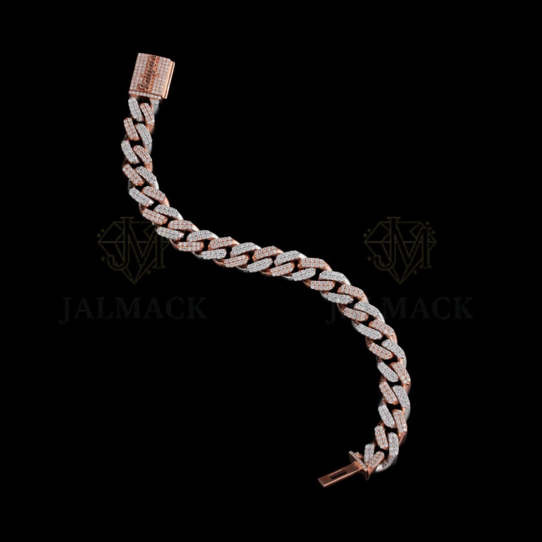 Two-Tone Moissanite Cuban Link Chain VVS1 D Color Fully Iced Out