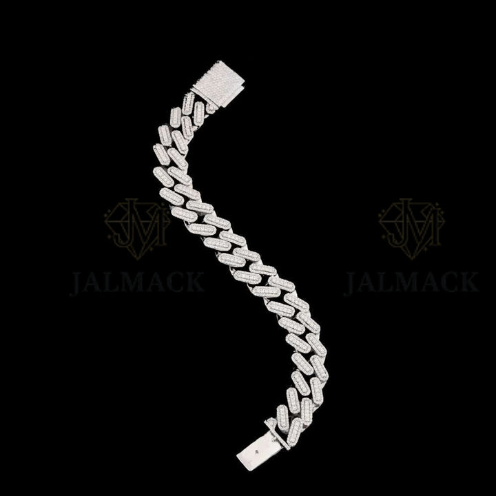 Luxury Silver Moissanite Cuban Link Bracelet VVS1 Fully Iced Out
