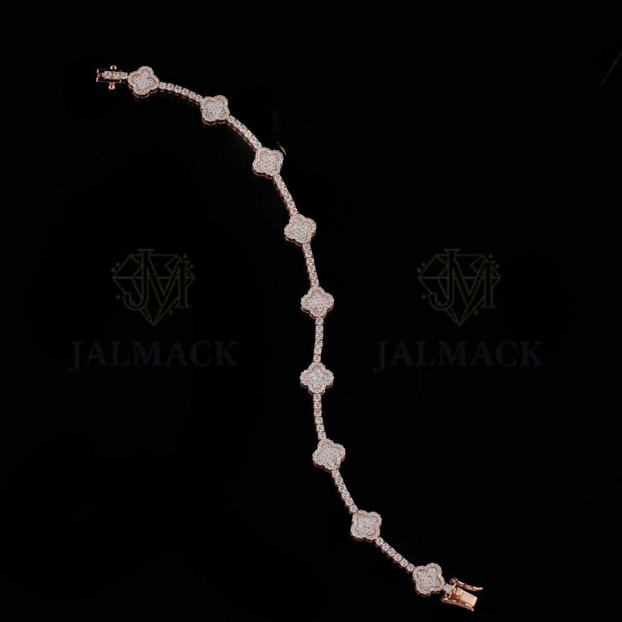 Rose Gold Clover Moissanite Station Chain VVS1 D Color