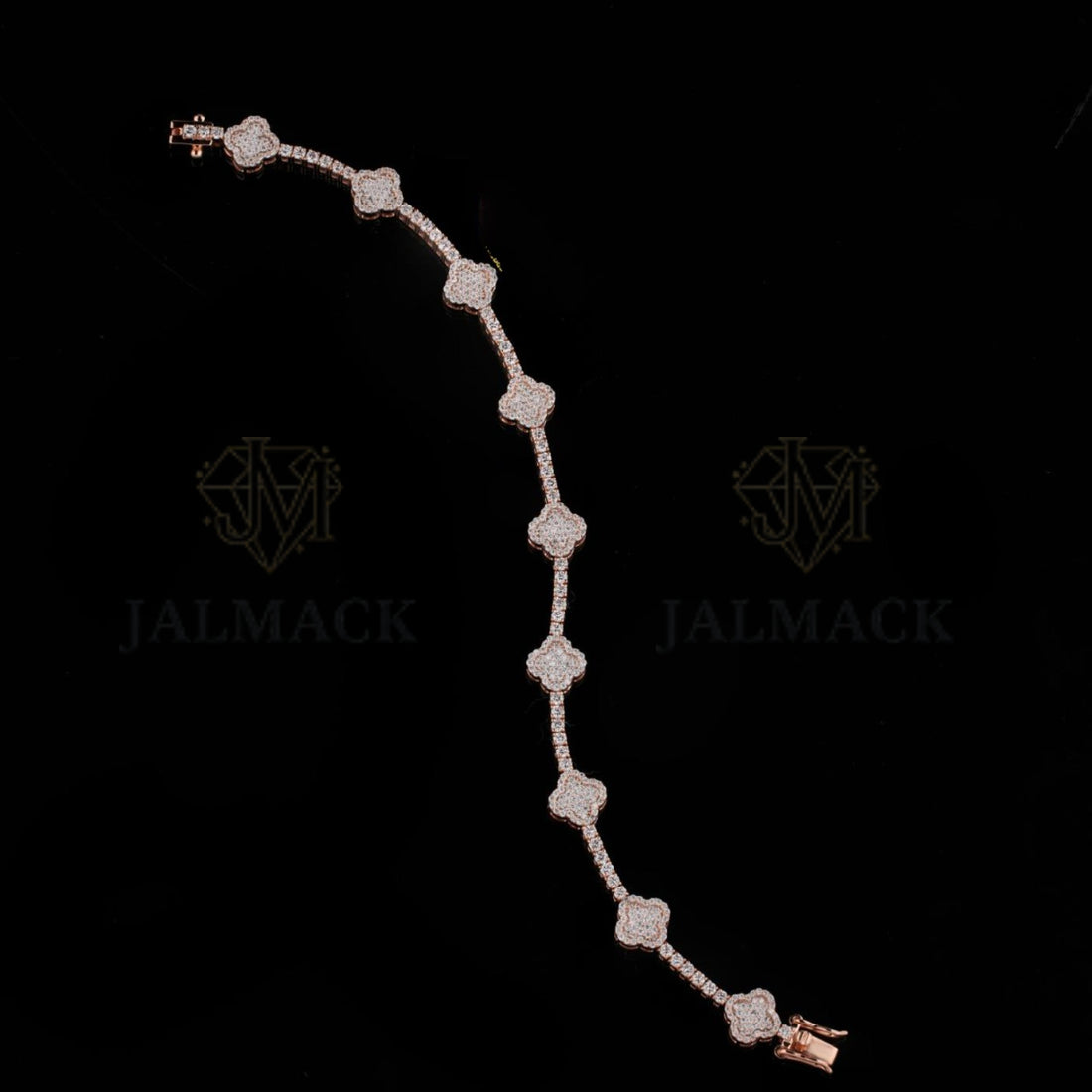 Rose Gold Clover Moissanite Station Chain VVS1 D Color