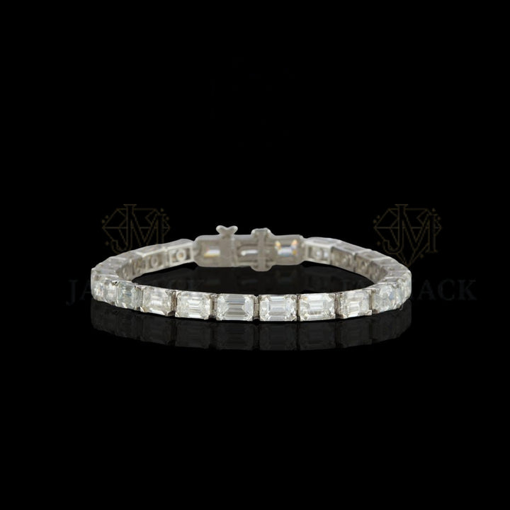 Emerald Cut Moissanite Tennis Bracelet VVS1 D Color Silver