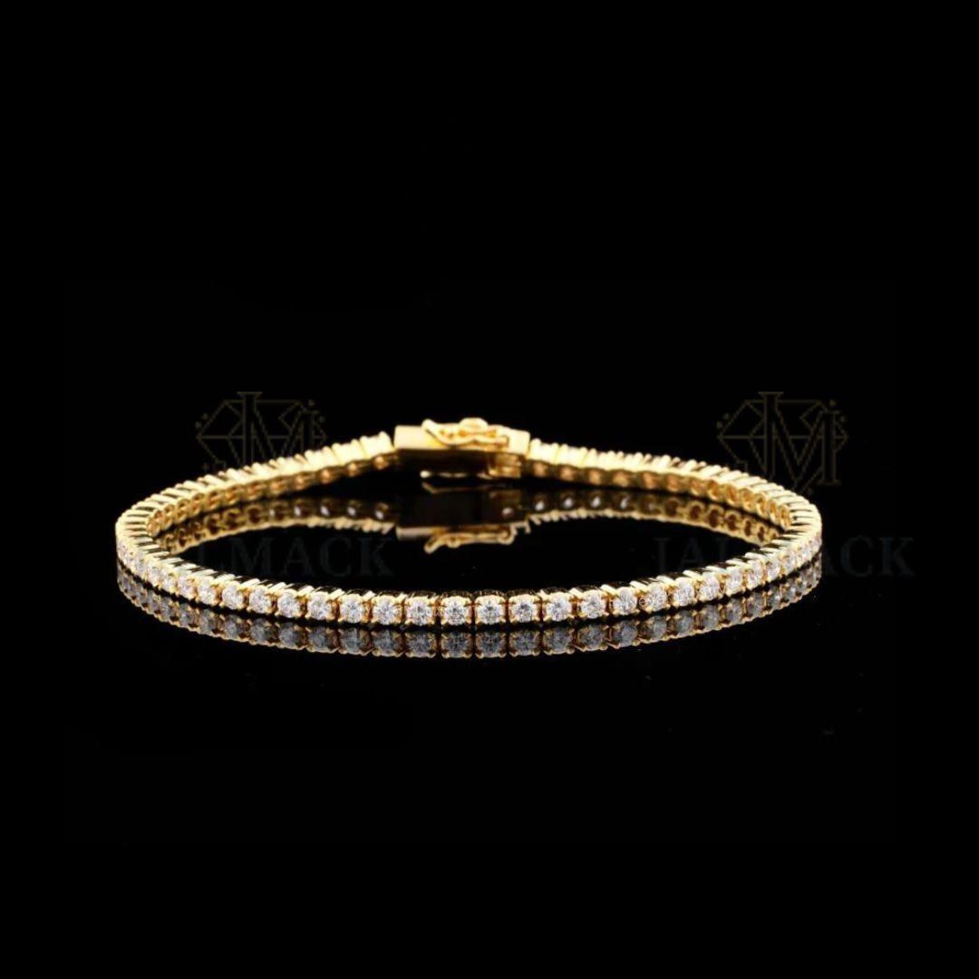 Yellow Gold Round Moissanite Tennis Bracelet VVS1 D Color