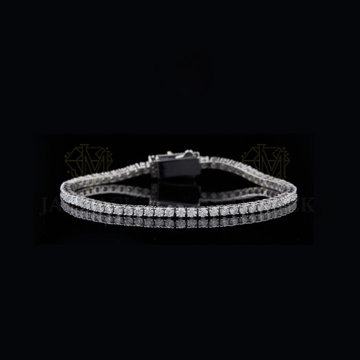 Silver Round Moissanite Tennis Bracelet VVS1 D Color