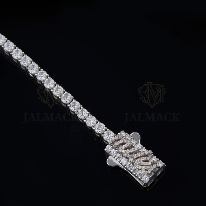 Silver Round Moissanite Tennis Bracelet VVS1 D Color