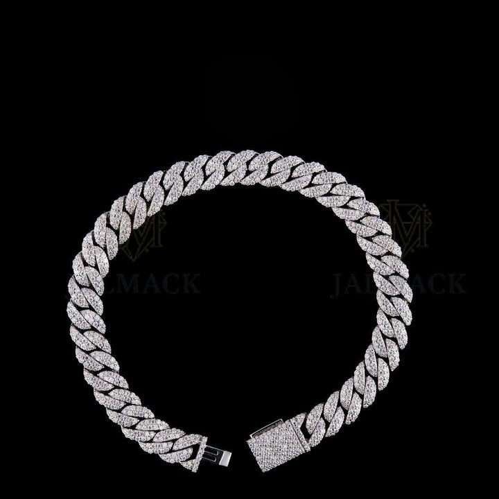 Silver Moissanite Miami Cuban Bracelet VVS1 D Colour Fully Iced Out
