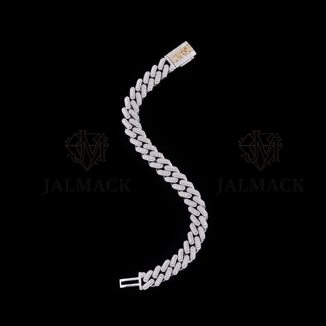 Custom Name Silver Moissanite Cuban Bracelet VVS1 Fully Iced Out