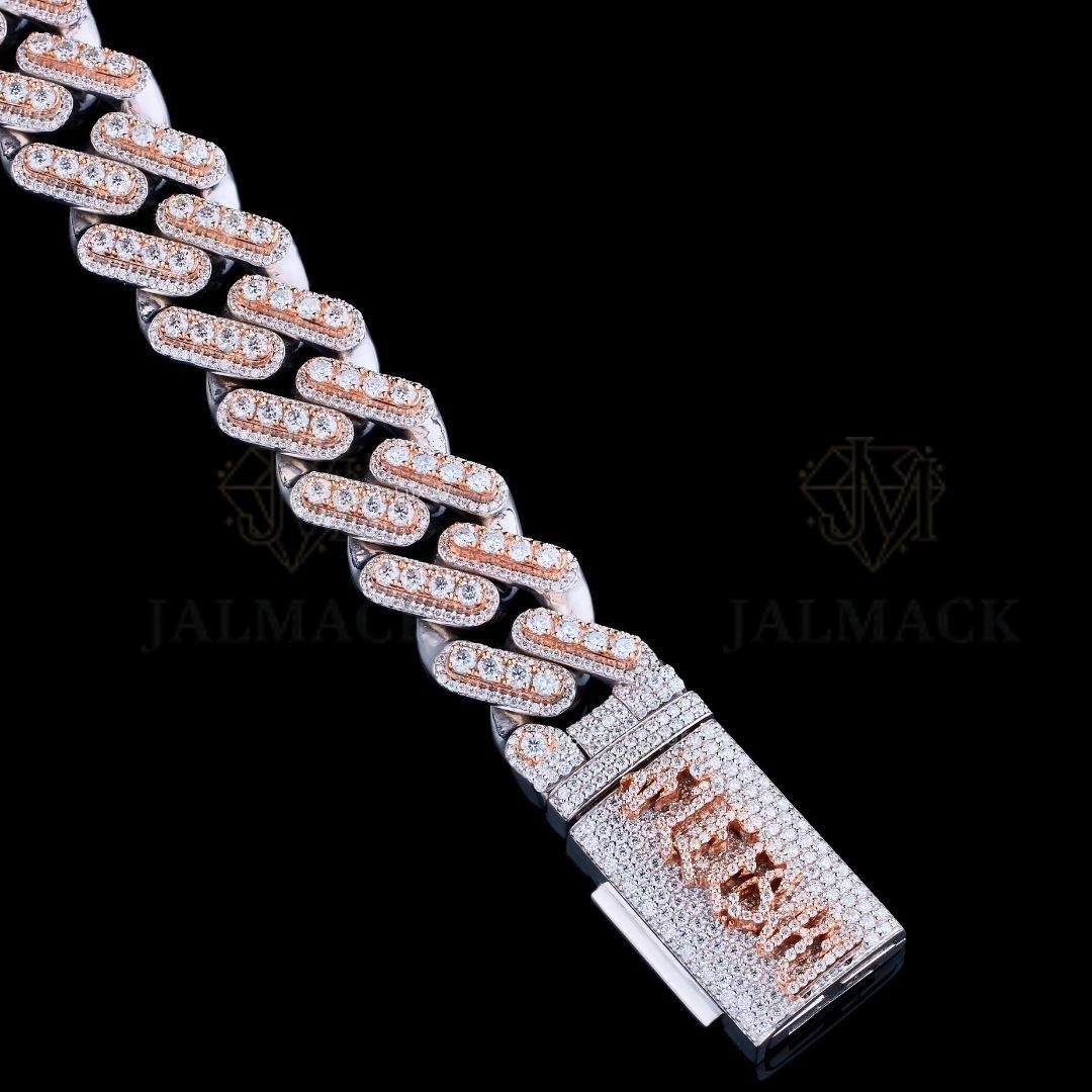 Custom Name Silver Moissanite Cuban Bracelet VVS1 Fully Iced Out