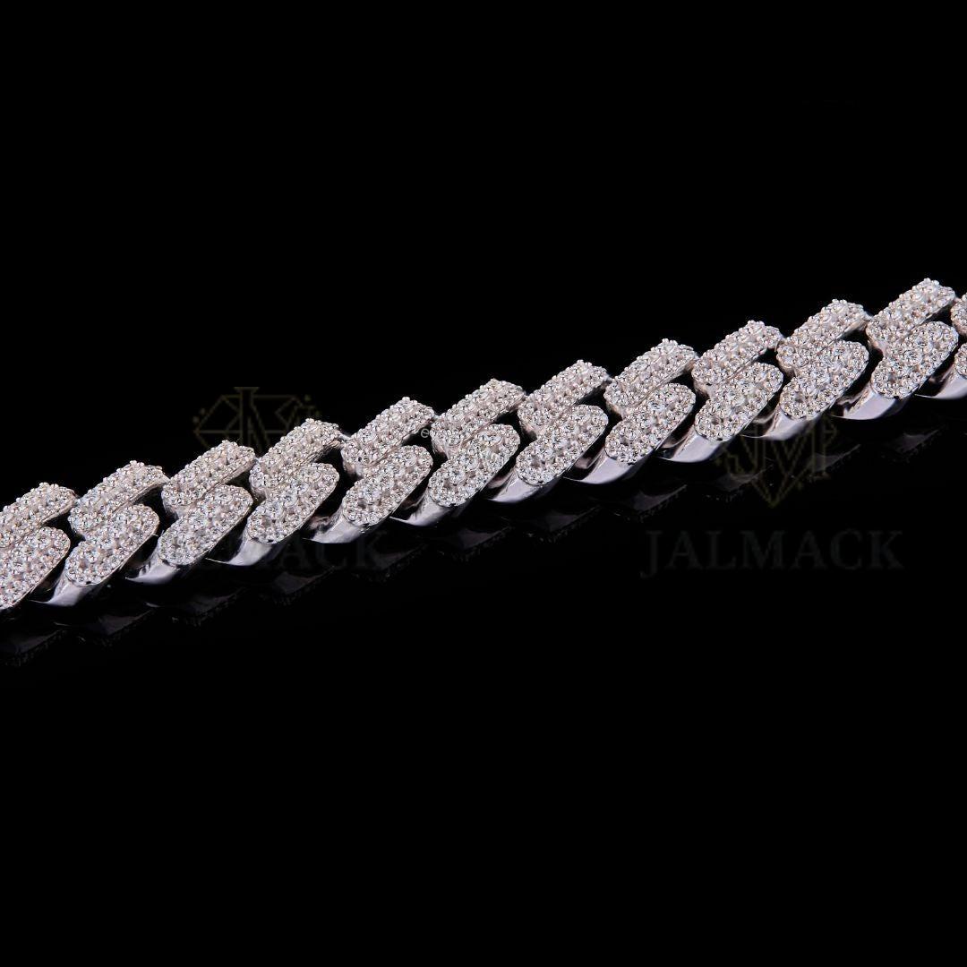 Custom Name Silver Moissanite Cuban Bracelet VVS1 Fully Iced Out