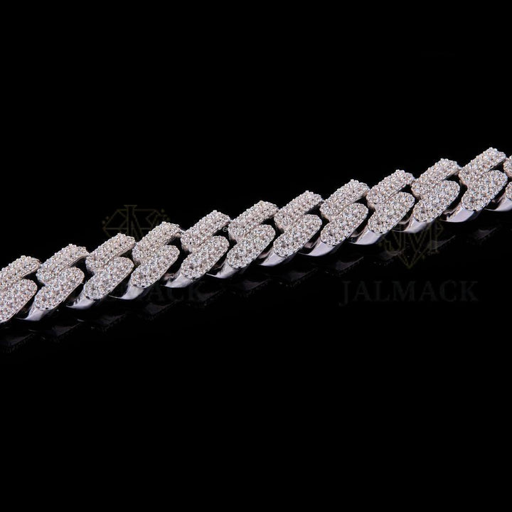 Custom Name Silver Moissanite Cuban Bracelet VVS1 Fully Iced Out