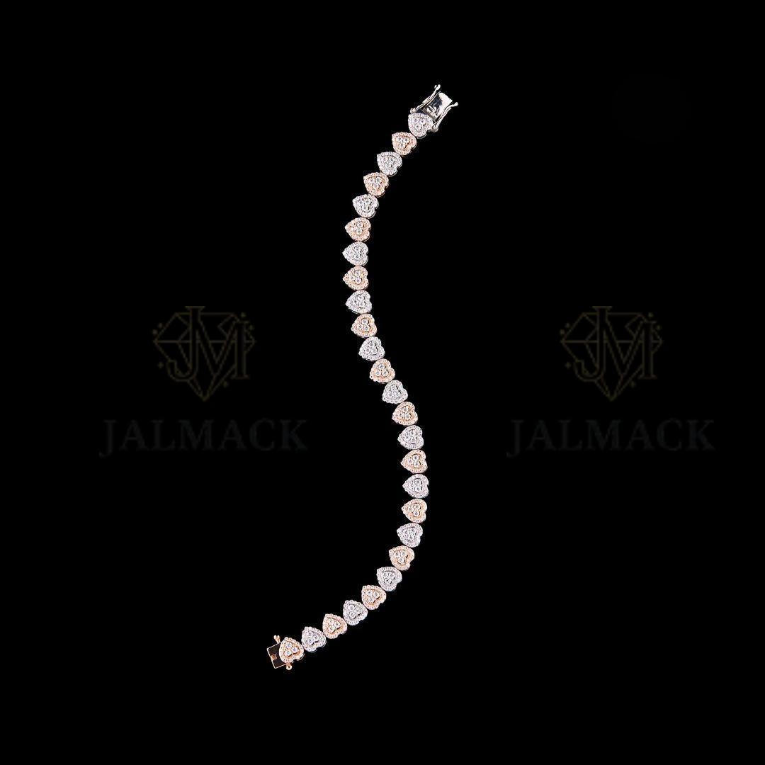 Two-Tone Heart Moissanite Tennis Bracelet VVS1 D Color Fully Iced Out