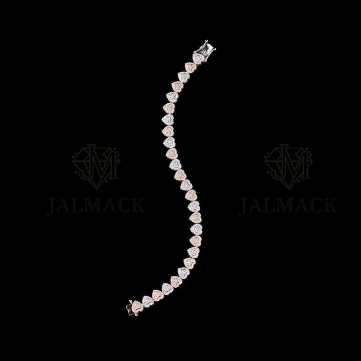 Two-Tone Heart Moissanite Tennis Bracelet VVS1 D Color Fully Iced Out