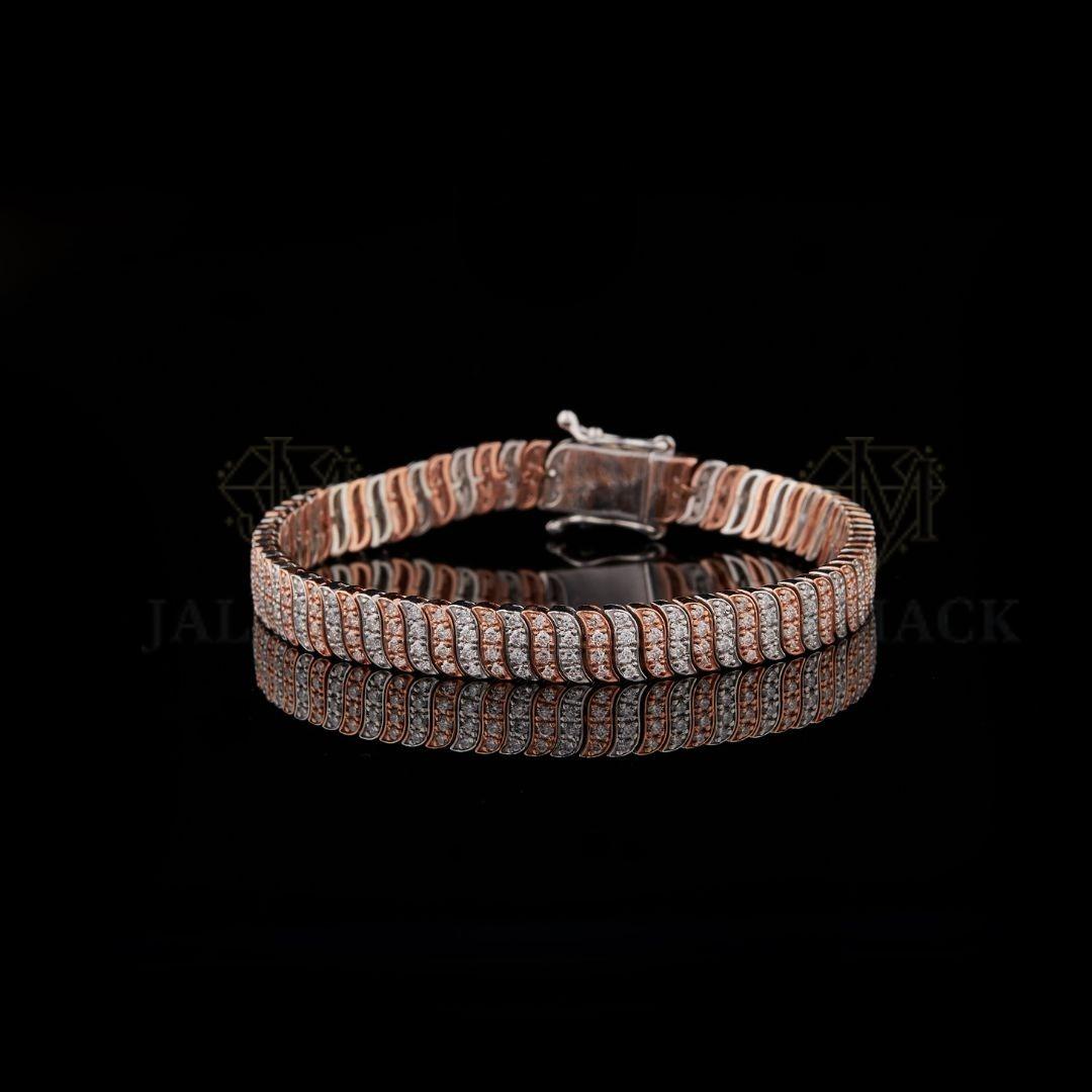 Two-Tone Wave Moissanite Bracelet VVS1 D Colour Fully Iced Out