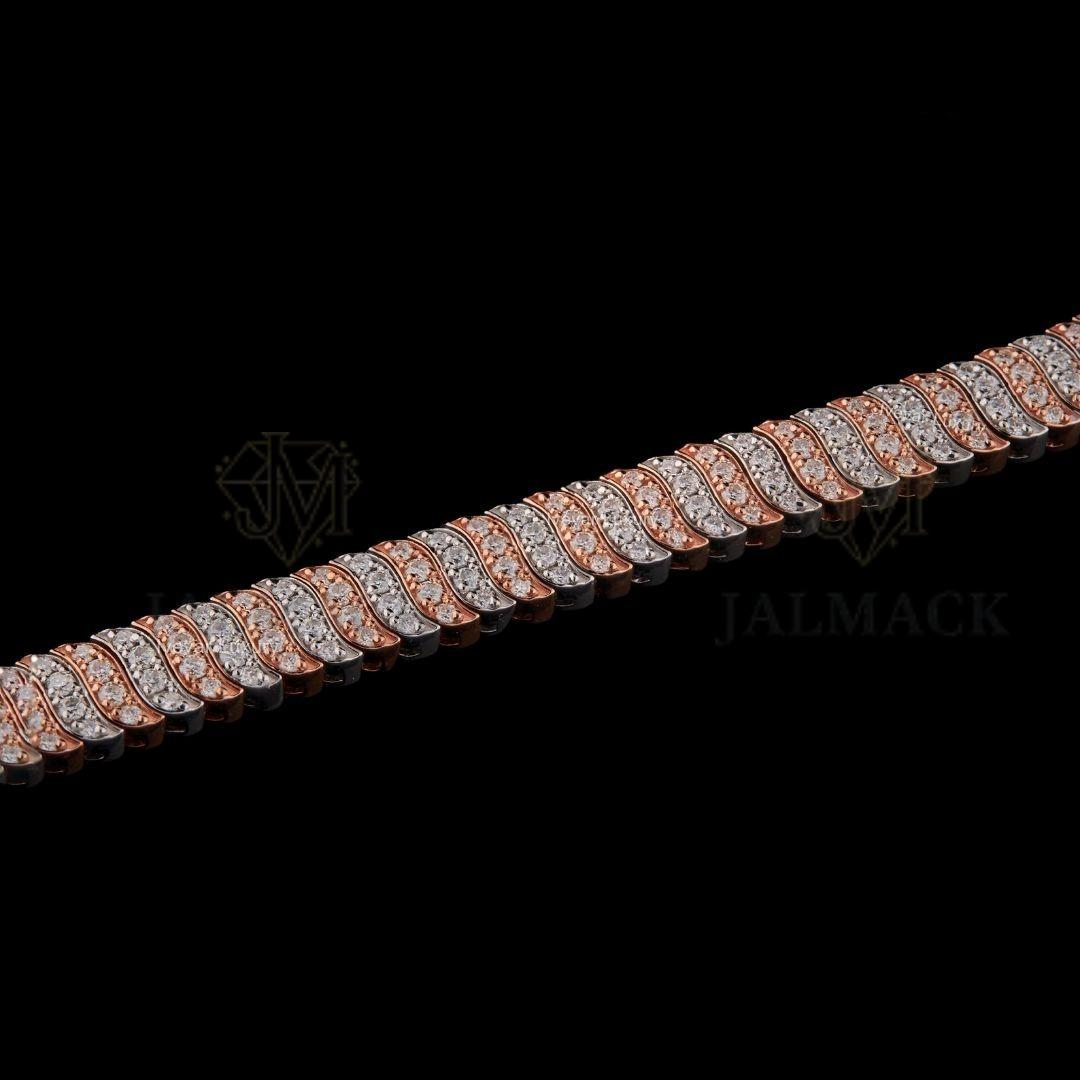 Two-Tone Wave Moissanite Bracelet VVS1 D Colour Fully Iced Out