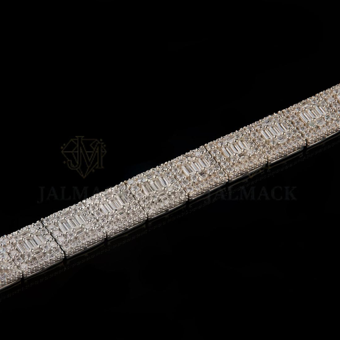 Silver Baguette Moissanite Bracelet VVS1 D Colour Fully Iced Out