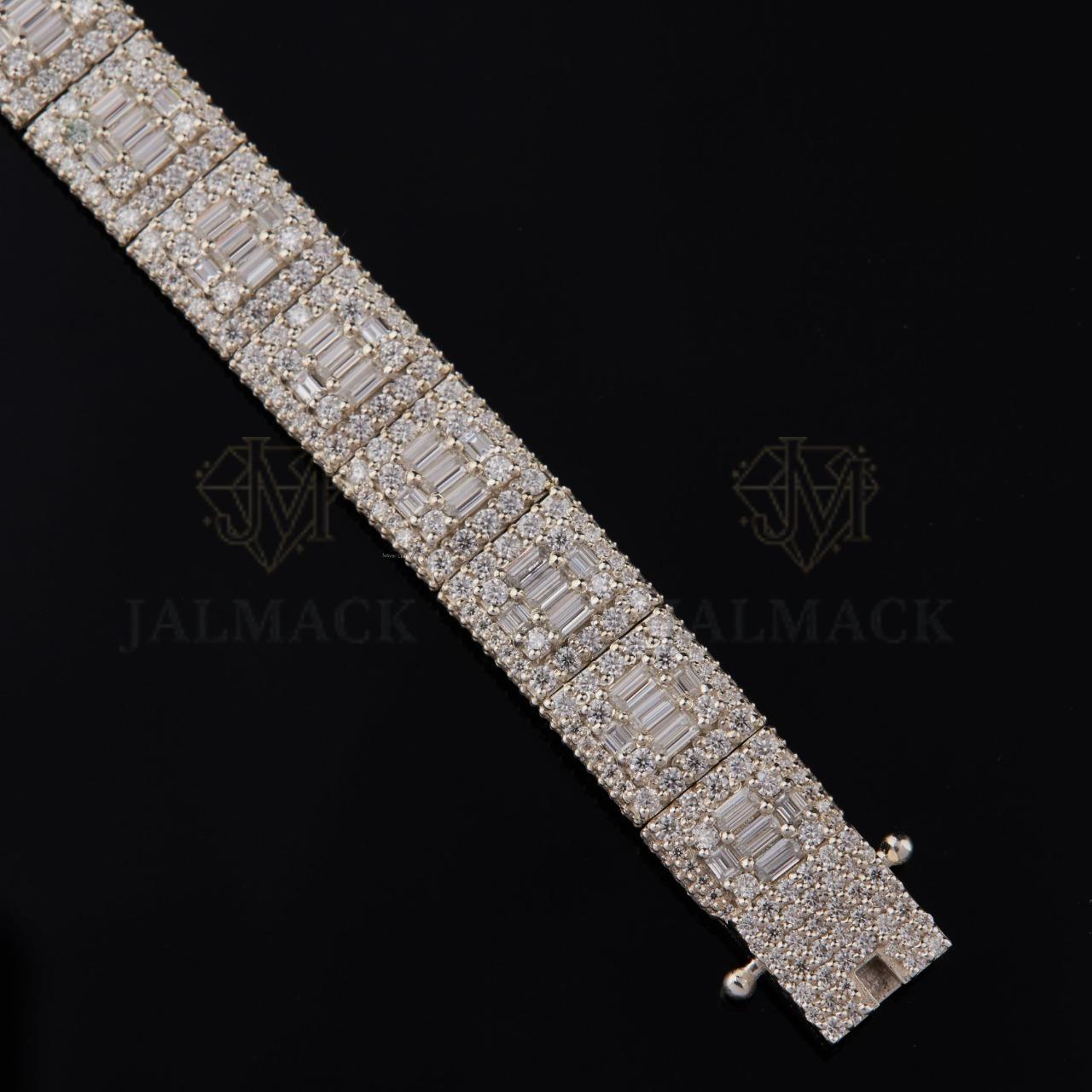 Silver Baguette Moissanite Bracelet VVS1 D Colour Fully Iced Out
