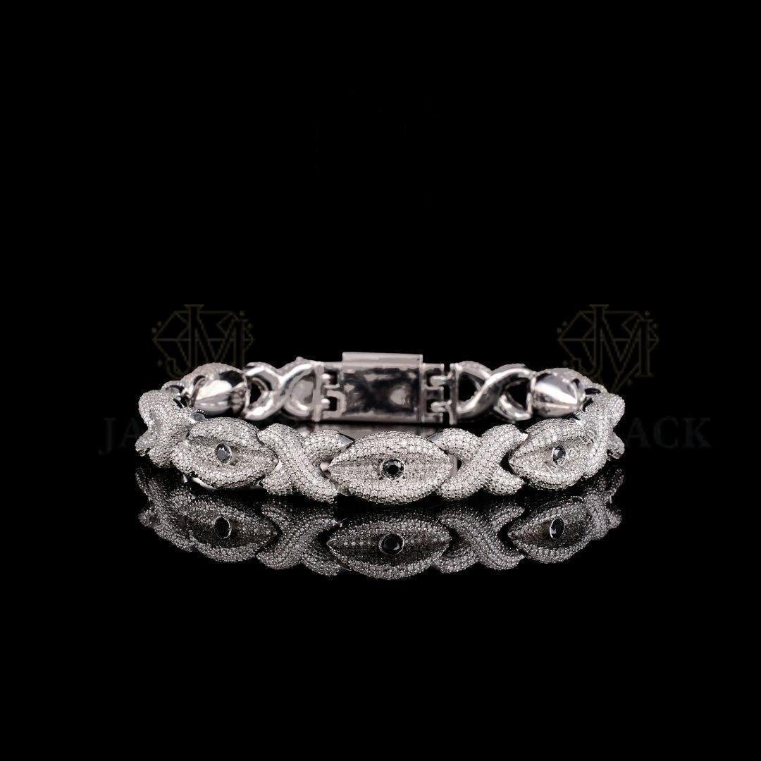 Silver Snake Moissanite Bracelet VVS1 D Colour Fully Iced Out