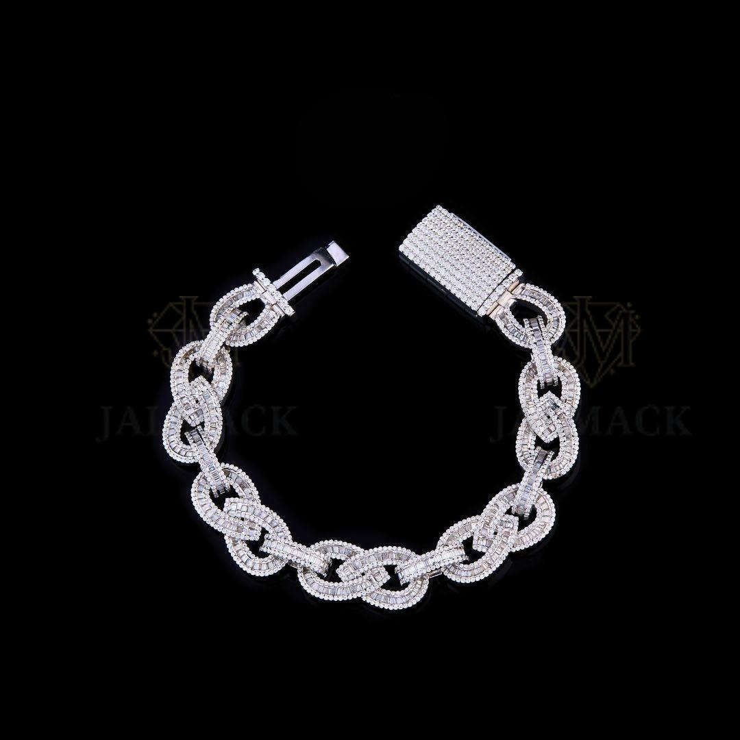 Silver Infinity Baguette Moissanite Bracelet VVS1 Fully Iced Out