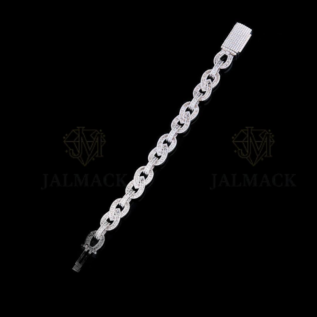 Silver Infinity Baguette Moissanite Bracelet VVS1 Fully Iced Out