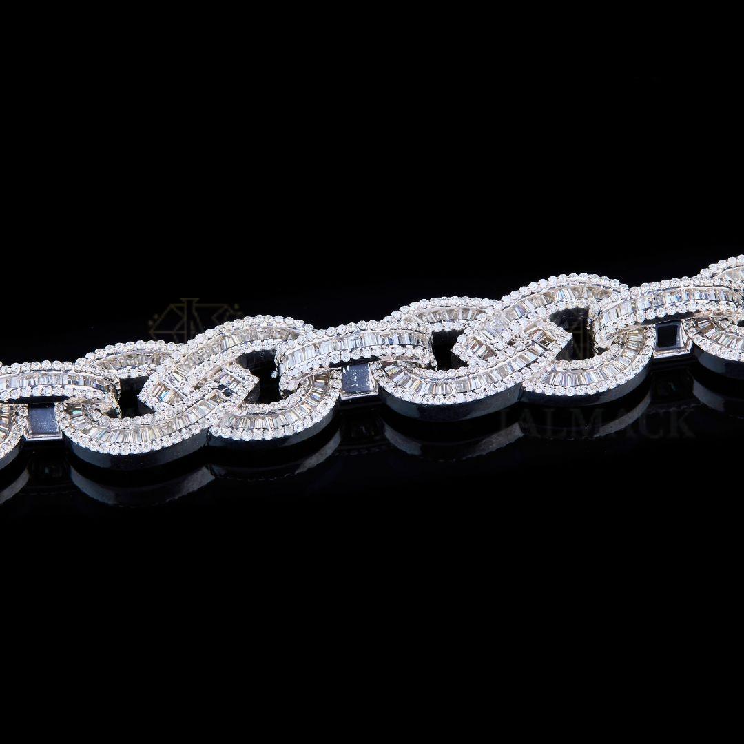 Silver Infinity Baguette Moissanite Bracelet VVS1 Fully Iced Out