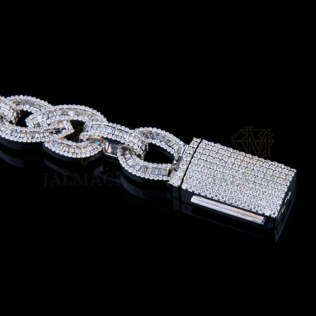 Silver Infinity Baguette Moissanite Bracelet VVS1 Fully Iced Out
