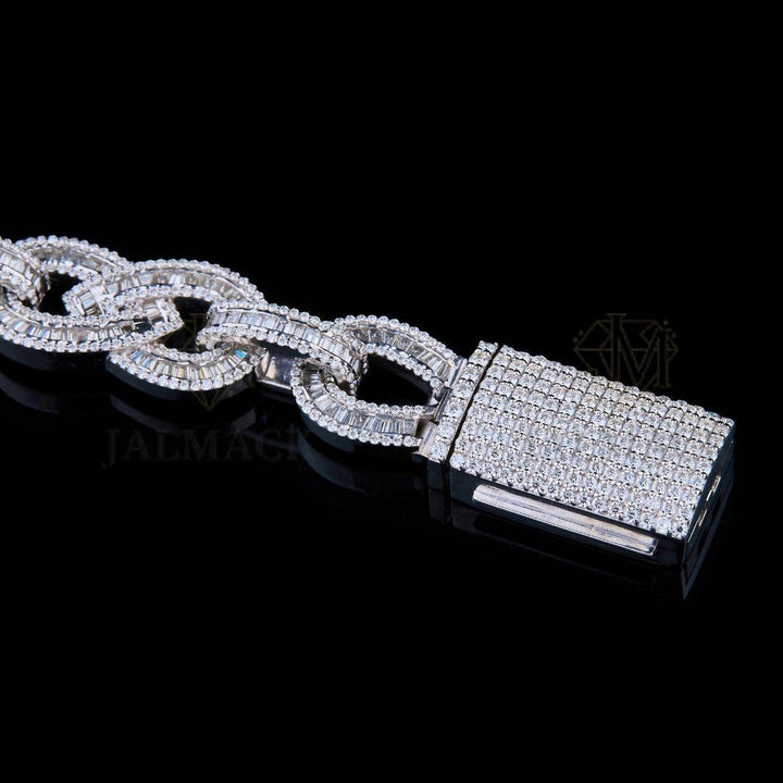 Silver Infinity Baguette Moissanite Bracelet VVS1 Fully Iced Out