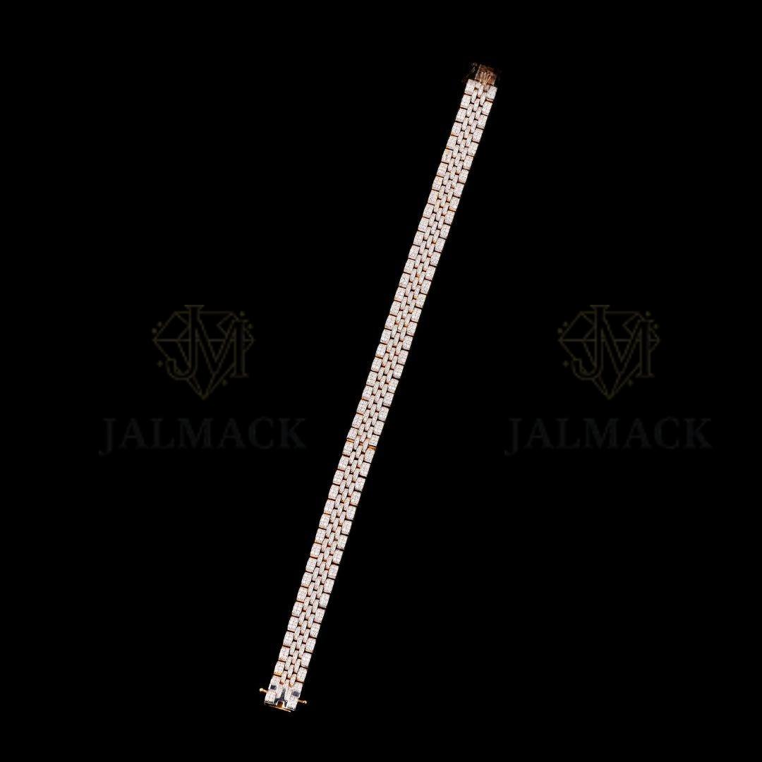 Two-Tone Multi-Row Moissanite Bracelet VVS1 D Color Fully Iced Out