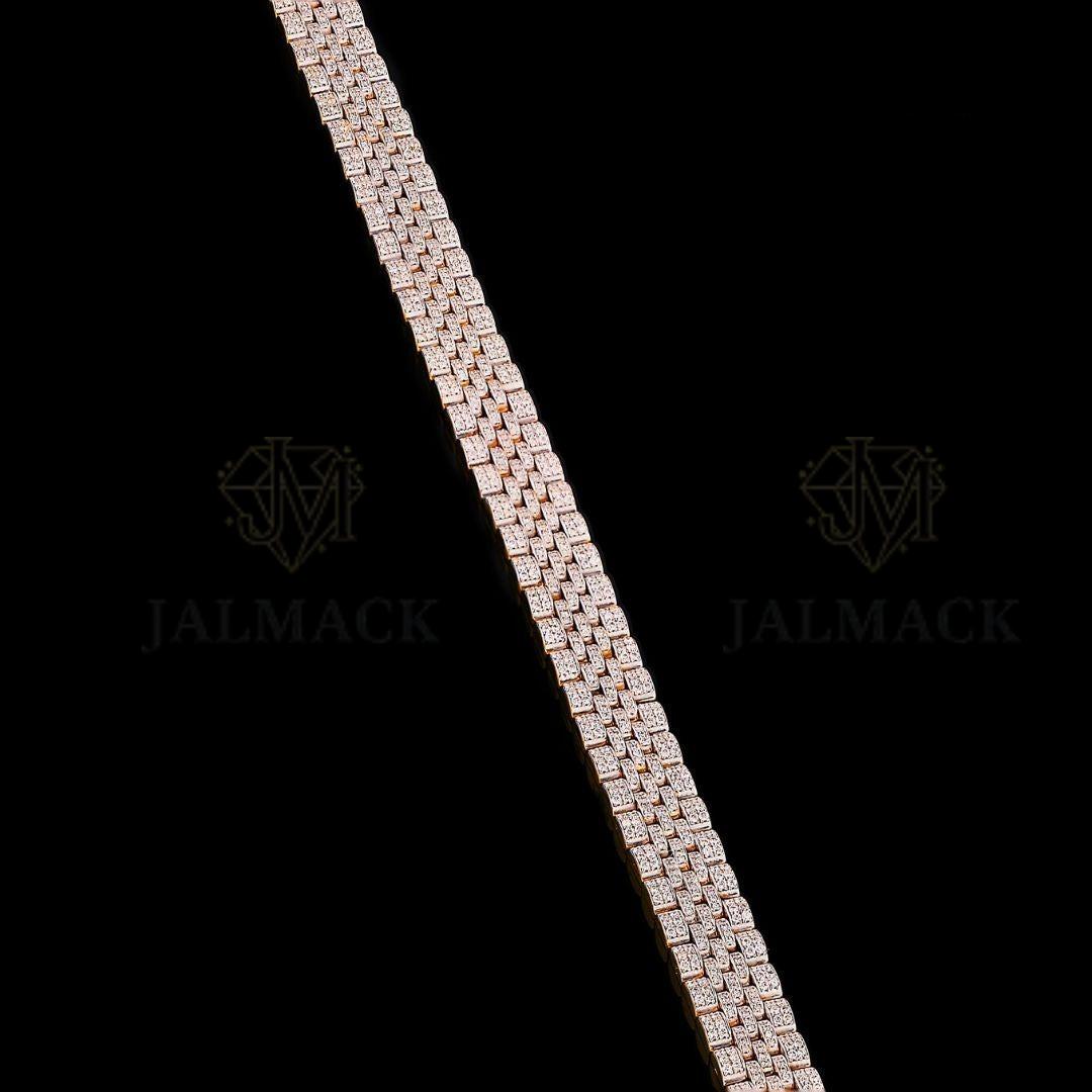 Two-Tone Multi-Row Moissanite Bracelet VVS1 D Color Fully Iced Out