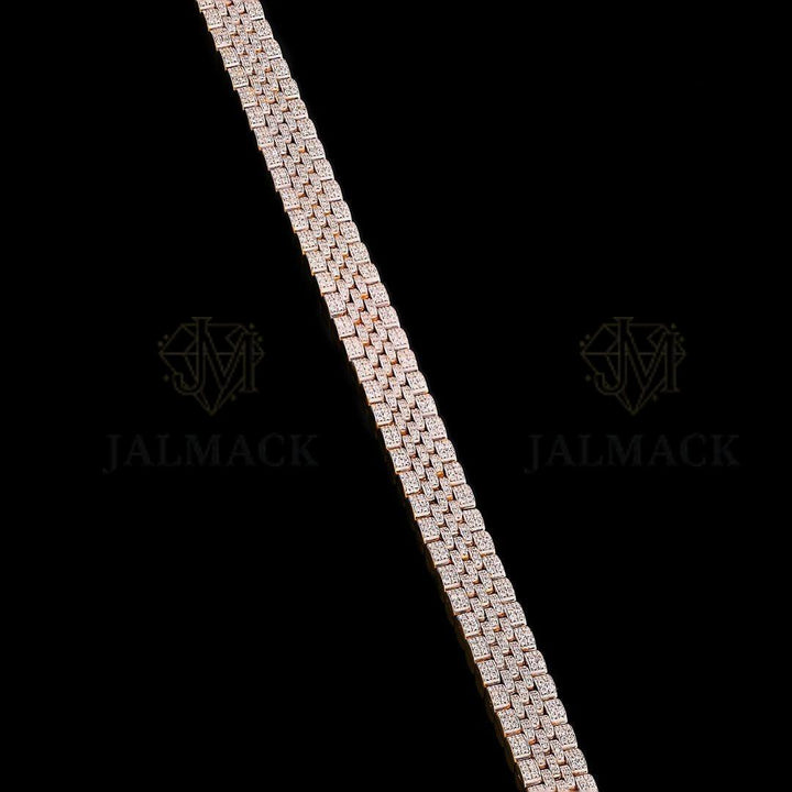 Two-Tone Multi-Row Moissanite Bracelet VVS1 D Color Fully Iced Out