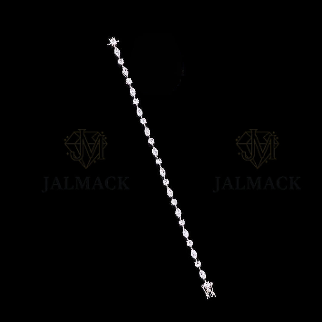 Silver Marquise and Round Moissanite Tennis Bracelet VVS1 D Color