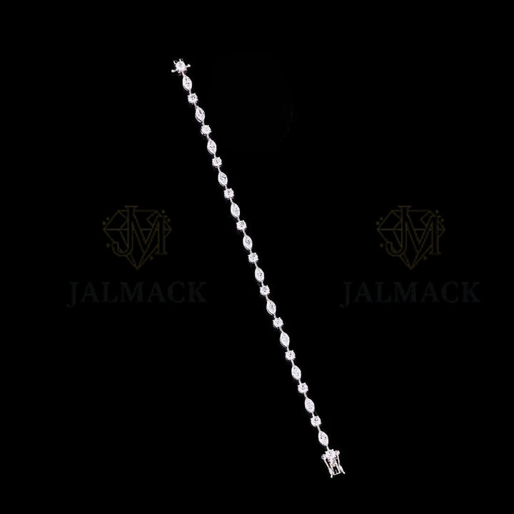 Silver Marquise and Round Moissanite Tennis Bracelet VVS1 D Color