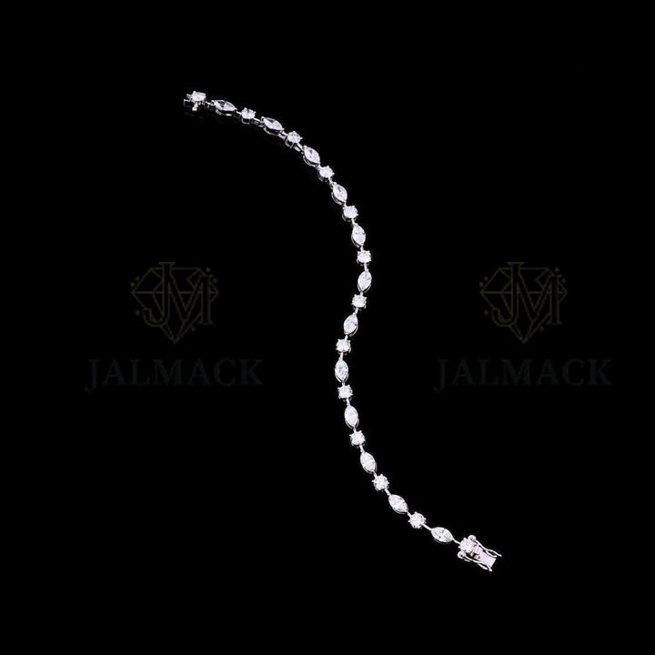 Silver Marquise and Round Moissanite Tennis Bracelet VVS1 D Color