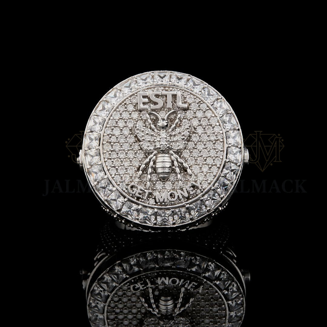 Custom Bee Get Money Moissanite Hip Hop Statement Ring