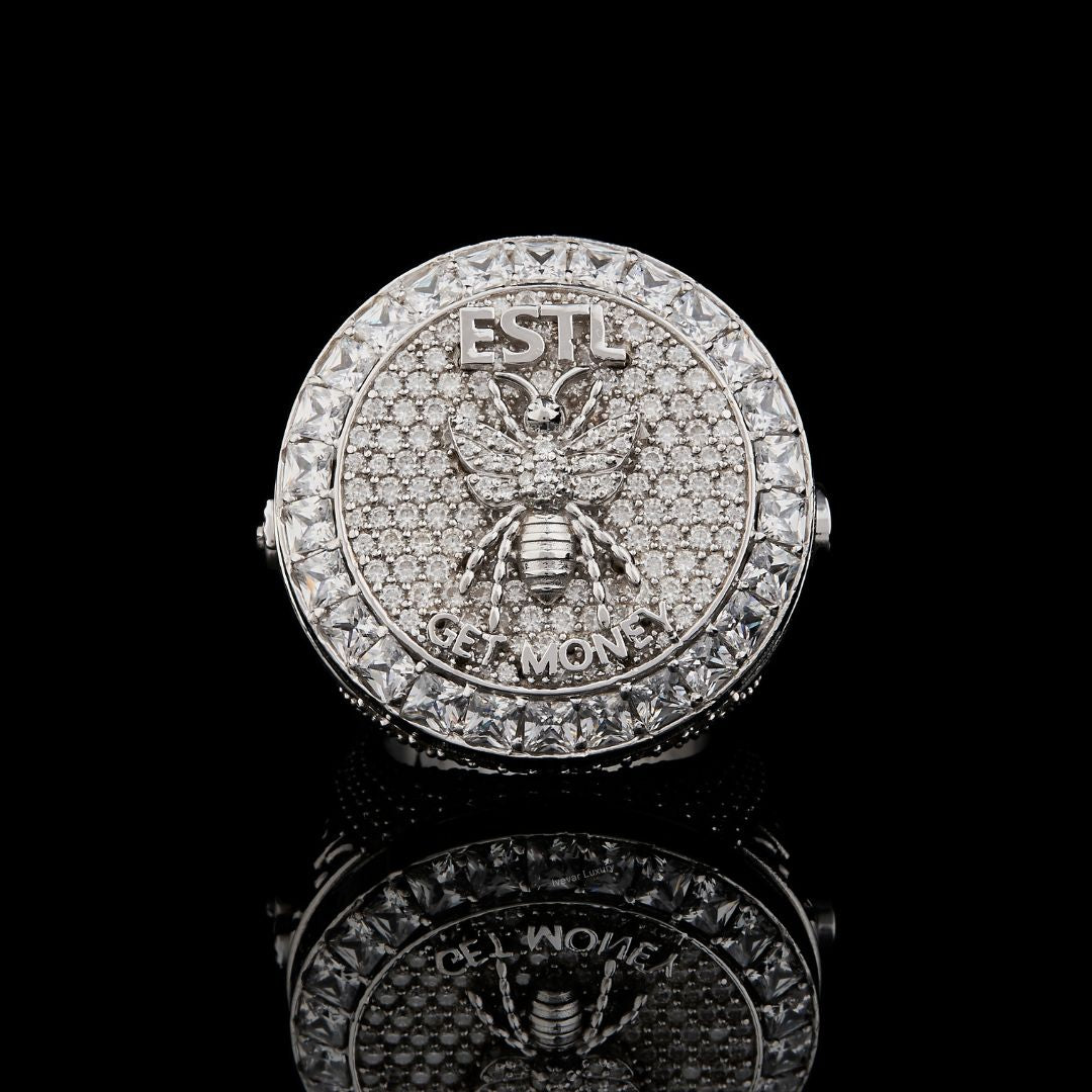 Custom Bee Get Money Moissanite Hip Hop Statement Ring
