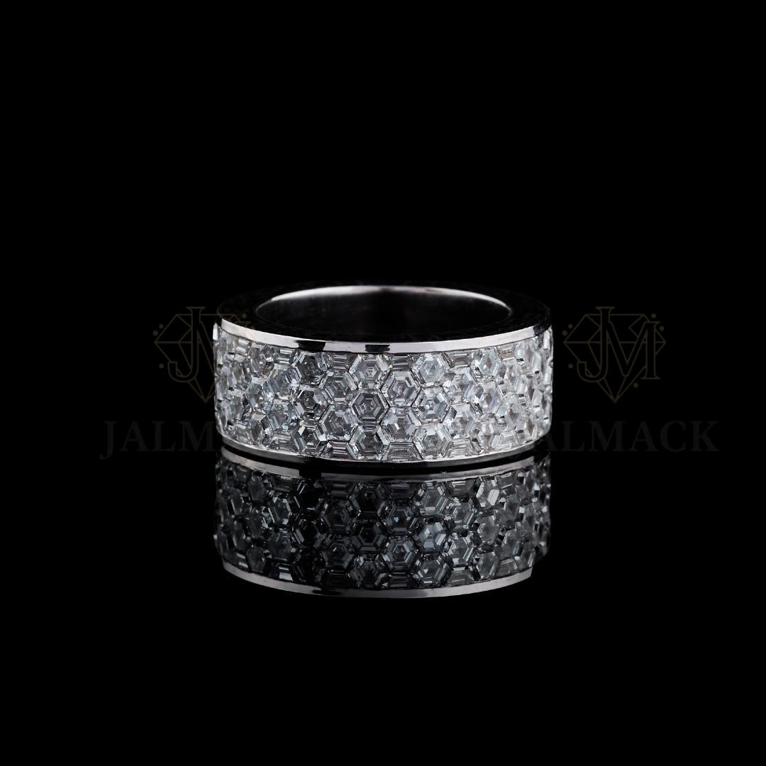Geometric Cut Moissanite Eternity Band Ring Fully Iced Out