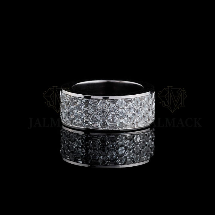 Geometric Cut Moissanite Eternity Band Ring Fully Iced Out