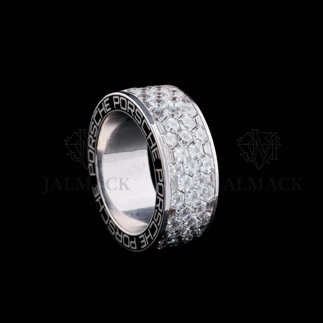 Geometric Cut Moissanite Eternity Band Ring Fully Iced Out