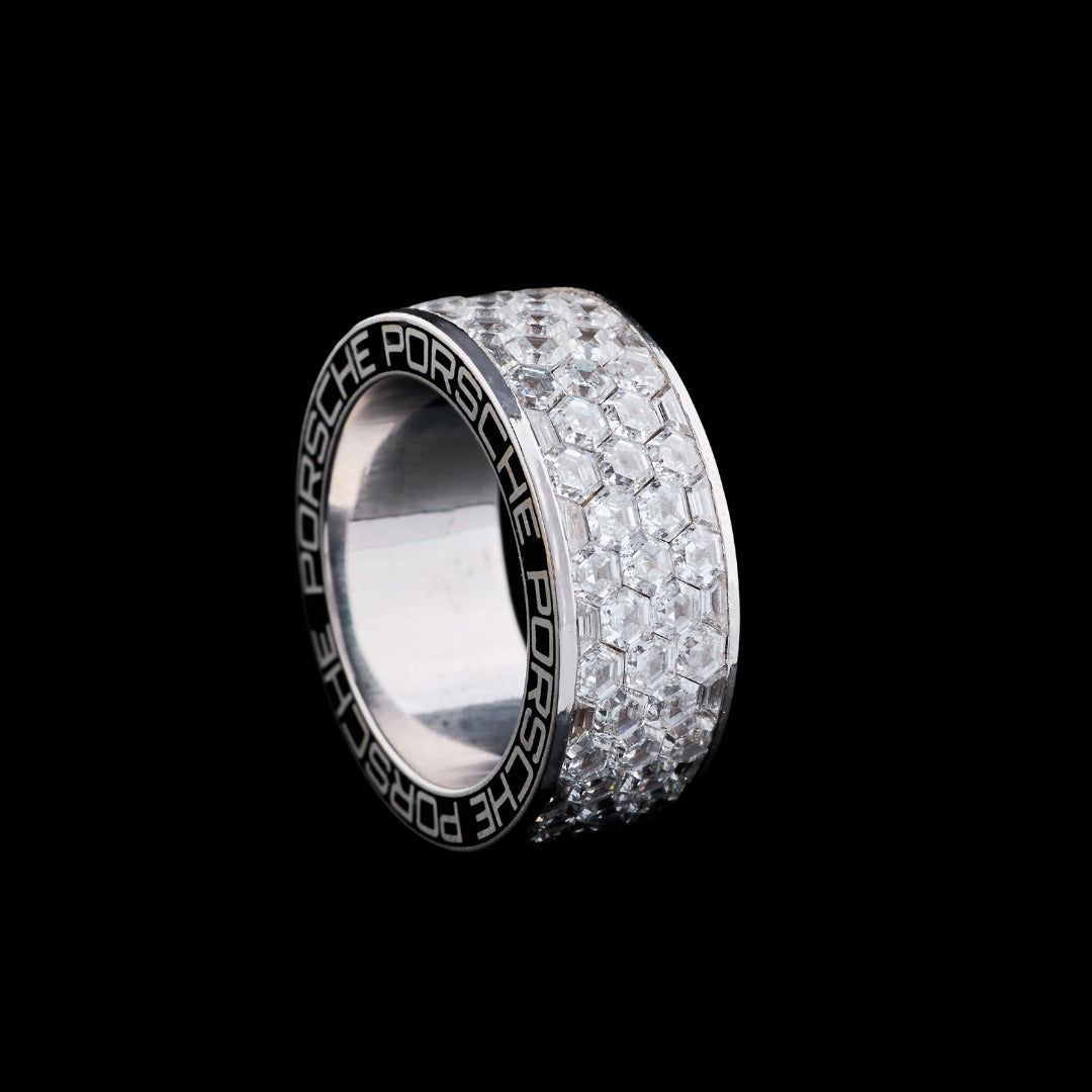 Geometric Cut Moissanite Eternity Band Ring Fully Iced Out